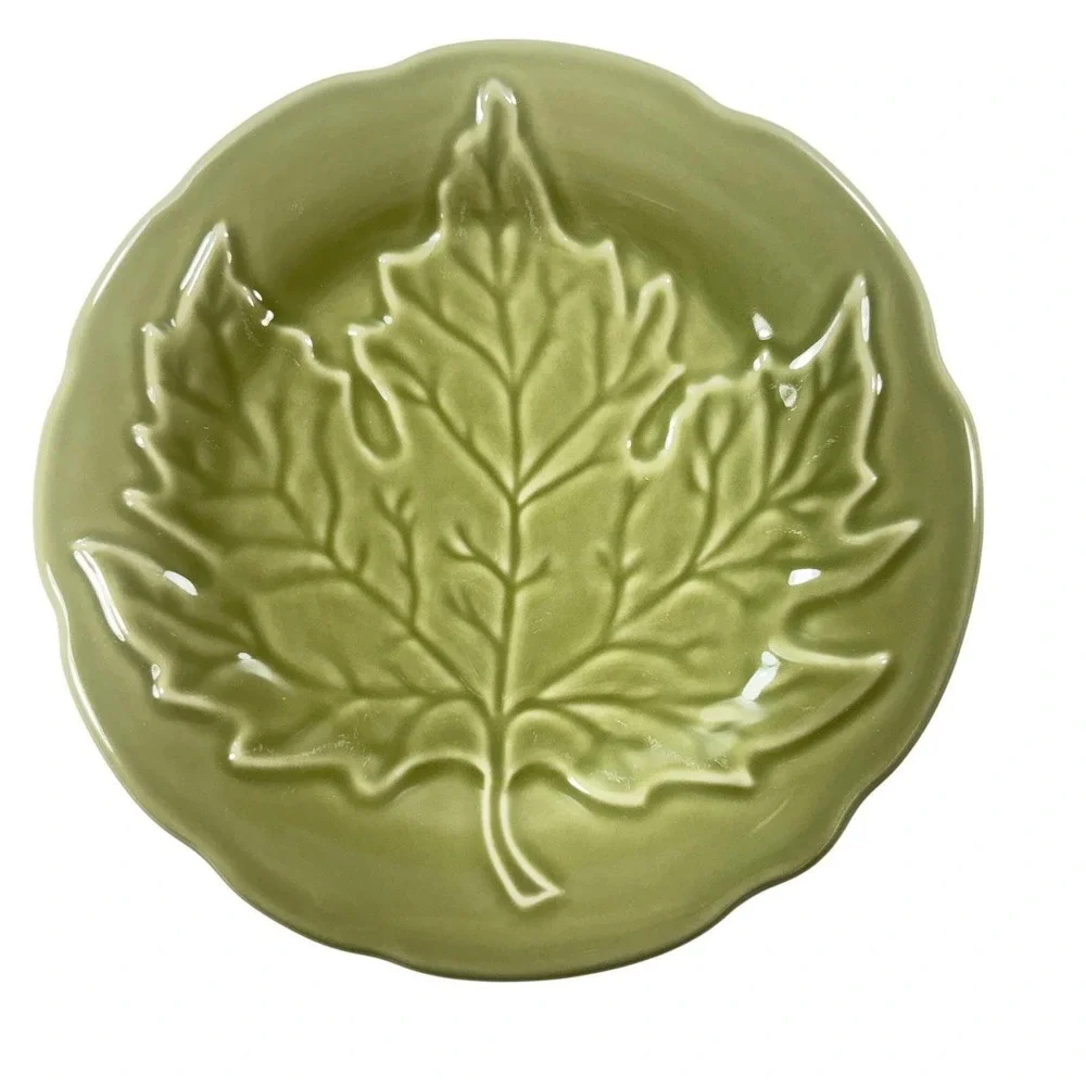 Longaberger‎ Pottery Leaf Plate Set Maple Leaf Design Sage Paprika Butternut Ivy